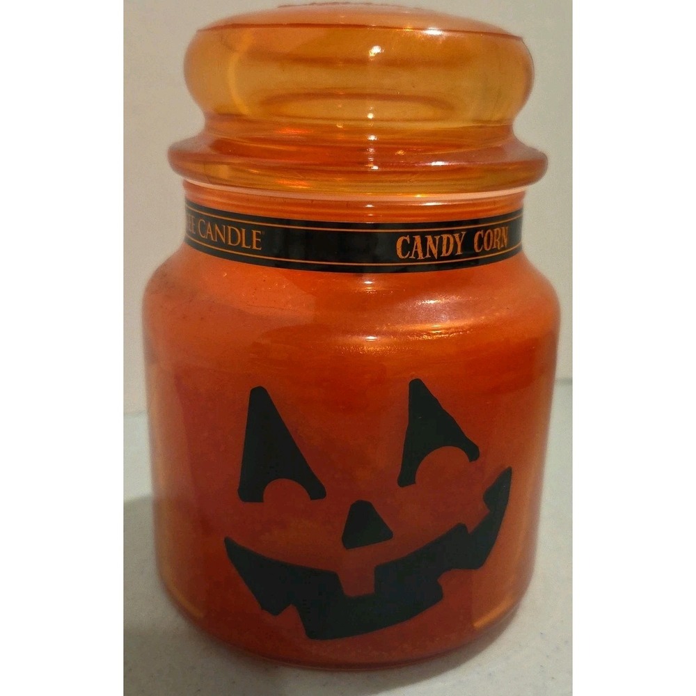 Yankee Candle CANDY CORN Pumpkin Jack-O-Lantern Face Halloween MEDIUM  JAR New